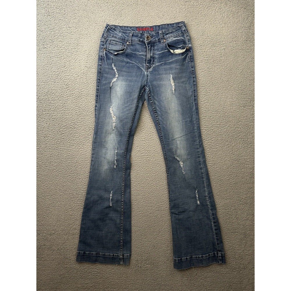 Cowgirl Tuff Co Distressed Bootcut Jeans Women's Sz 28x35 (33) Blue Denim